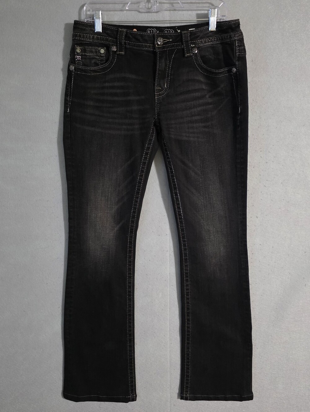 NWOT Miss Me Womens Black Mid Rise Signature Rise Bootcut Jeans JP5912B Size 30